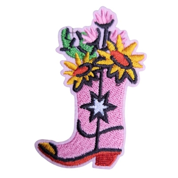 Strygemærke cowboystøvle pink 5x7 cm
